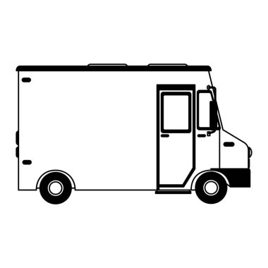 Kargo van araç siyah beyaz