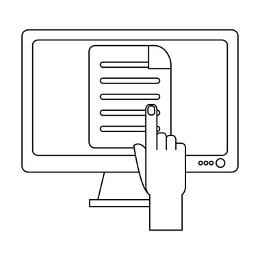 Siyah-beyaz bilgisayar ekranı gösteren bir el