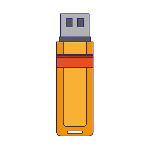 Simbol penyimpanan USB mengisolasi garis biru - Stok Vektor