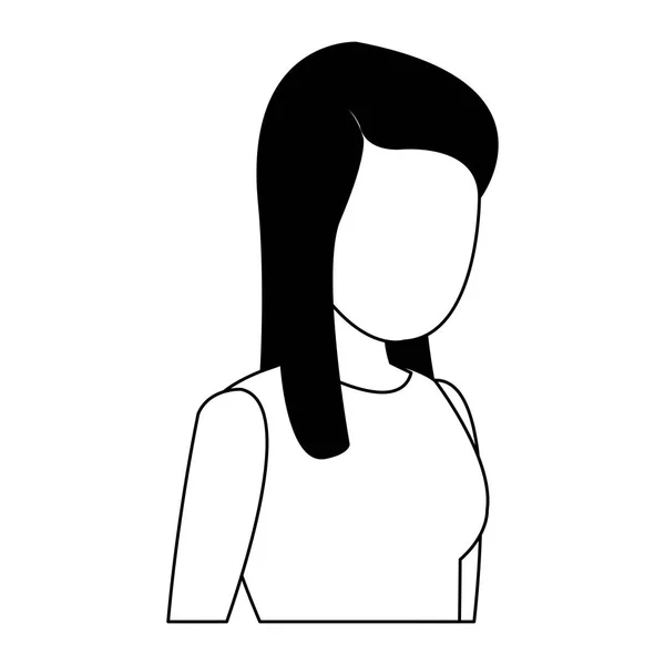 Mujer joven avatar sin rostro en blanco y negro — Archivo Imágenes Vectoriales