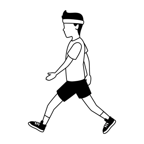 Hombre de fitness corriendo en blanco y negro — Archivo Imágenes Vectoriales