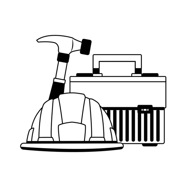 Set van hulpmiddelen van de bouw in zwart-wit — Stockvector