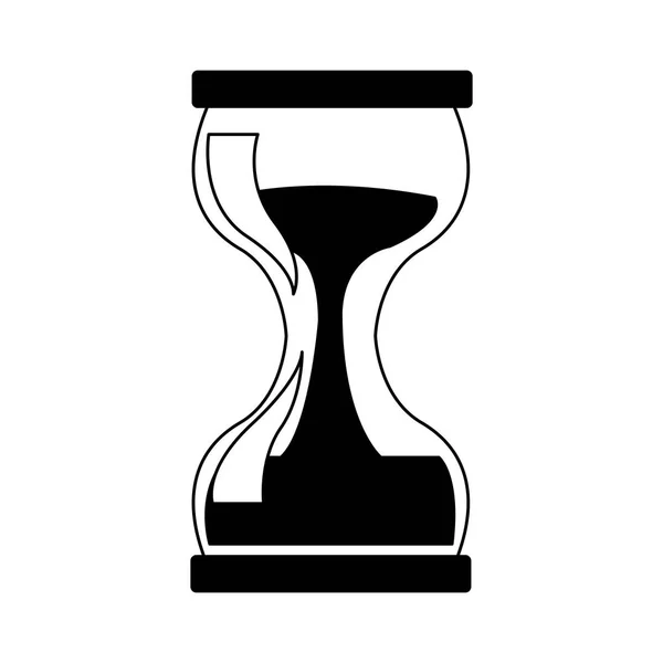 Reloj de arena símbolo antiguo en blanco y negro — Vector de stock
