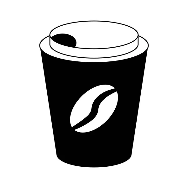 Taza de café para ir en blanco y negro — Vector de stock