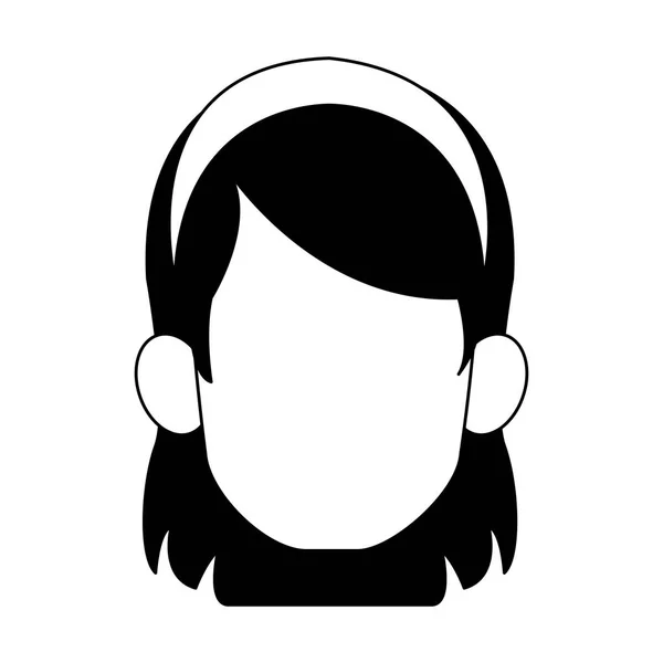 Cabeza sin rostro de mujer en blanco y negro — Vector de stock