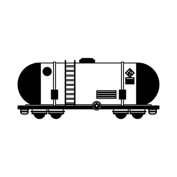 Réservoir d'huile avec roues en noir et blanc — Image vectorielle