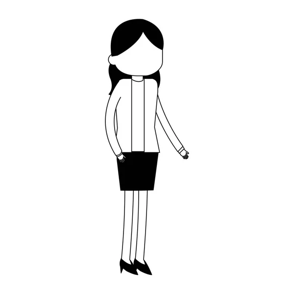 Dibujos animados de mujer de negocios avatar en blanco y negro — Vector de stock