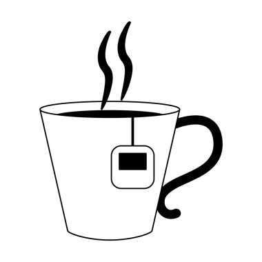 Sıcak çay bardağı siyah beyaz çanta ile