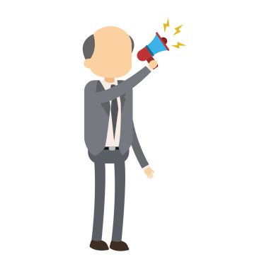 Megafon ile konuşan işadamı