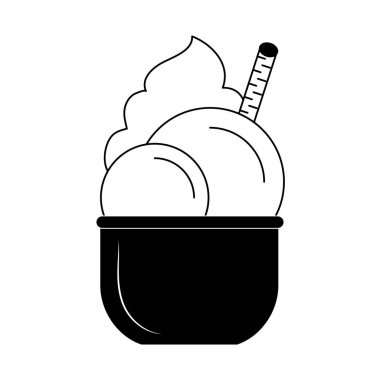 Dondurma kaşık toz siyah ve beyaz Kupası