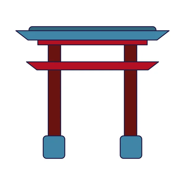 Asiatiska arch bygga symbol blå linjer — Stock vektor