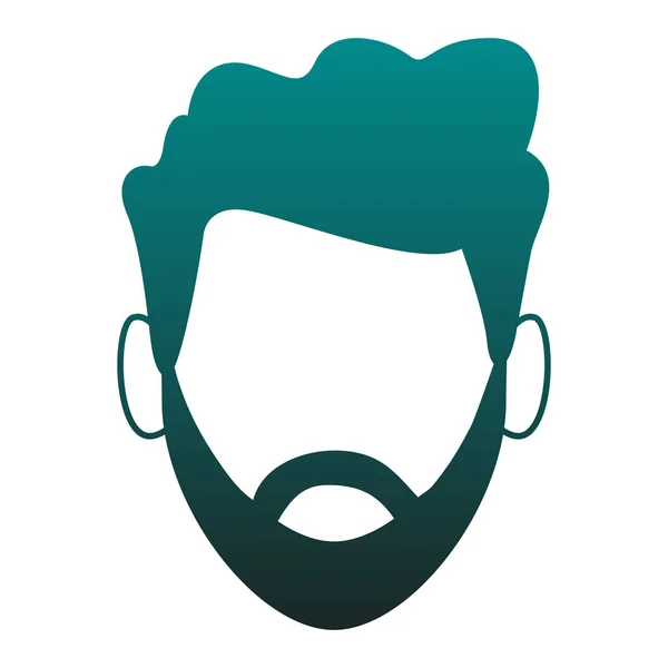 Homme avec tête de barbe sans visage en lignes bleues — Image vectorielle