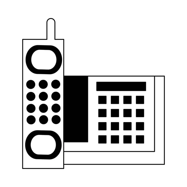Dispositivo de comunicação por telefone a preto e branco — Vetor de Stock
