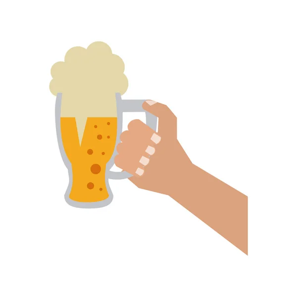 Рука держит кружку пива — стоковый вектор