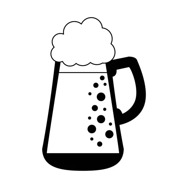 黑白冷玻璃啤酒 — 图库矢量图片