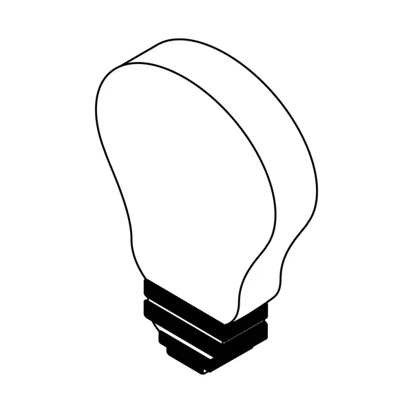 Luz da lâmpada isométrica em preto e branco — Vetor de Stock