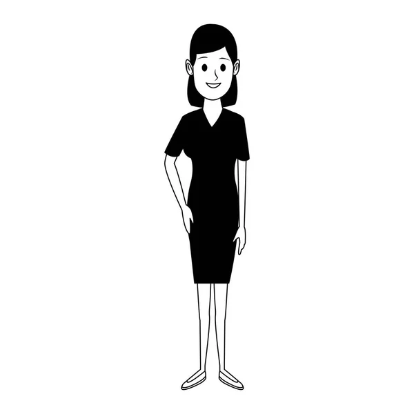 Caricatura ejecutiva de mujer de negocios en blanco y negro — Vector de stock