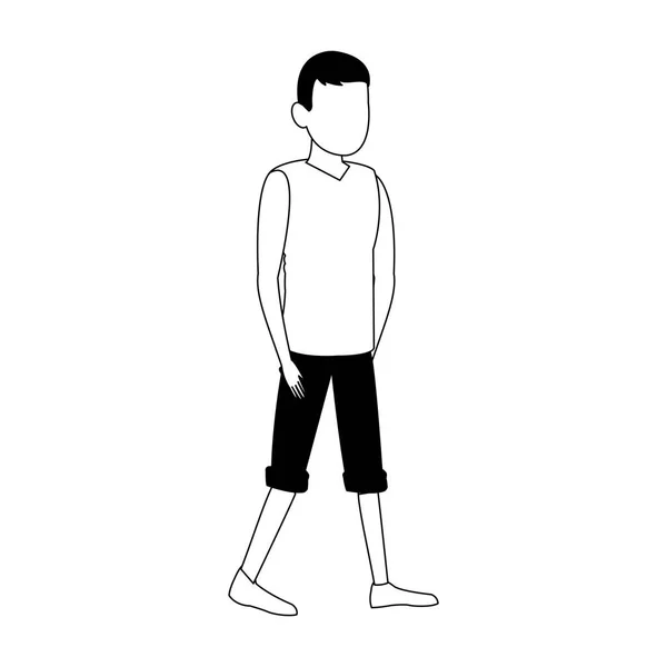 Junger Mann gesichtsloser Avatar in Schwarz-Weiß — Stockvektor