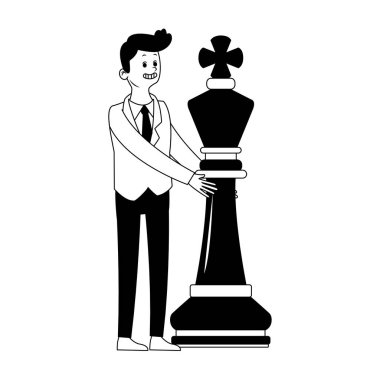İşadamı satranç parça siyah ve beyaz ile