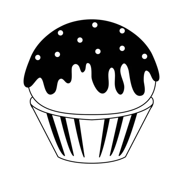 Dessert Cupcake isolé en noir et blanc — Image vectorielle