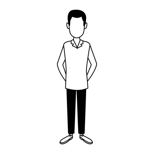 Man faceless avatar in black and white — Stock Vector