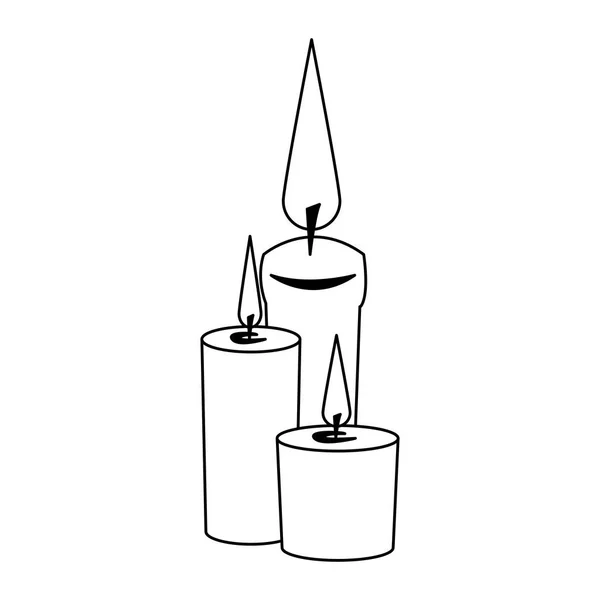 Κεριά Spa, απομονώνεται σε μαύρο και άσπρο — Διανυσματικό Αρχείο