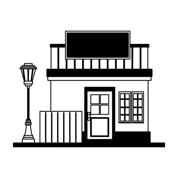 Edificio de tienda en blanco y negro — Archivo Imágenes Vectoriales