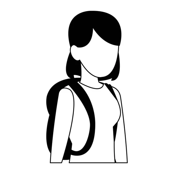 Giovane donna senza volto avatar in bianco e nero — Vettoriale Stock