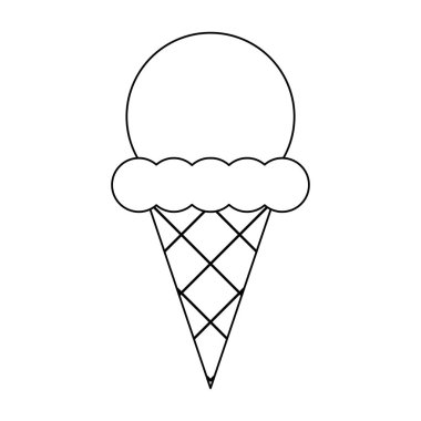 Dondurma koni karikatür siyah beyaz