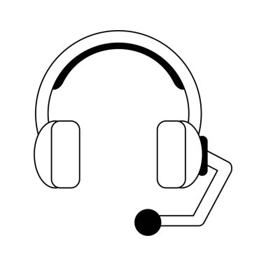 Çağrı Merkezi kulaklık sembol siyah ve beyaz