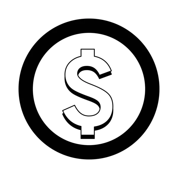 Moeda símbolo isolado em preto e branco — Vetor de Stock