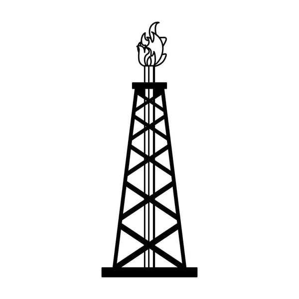 Μηχανή αντλία πετρελαίου σε μαύρο και άσπρο — Διανυσματικό Αρχείο