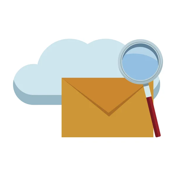 E-Mail offen und Lupe — Stockvektor