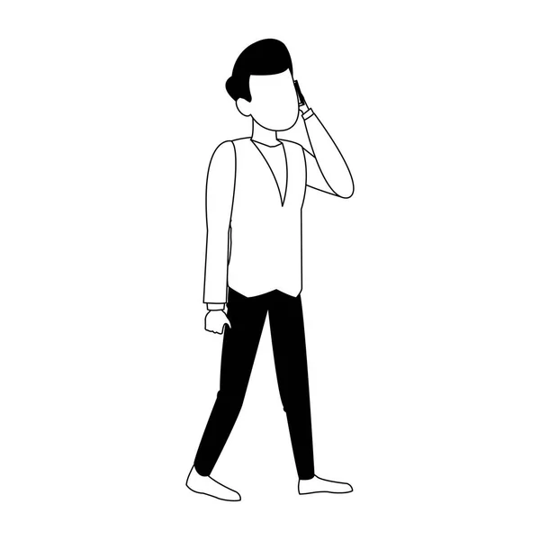 Zakenman avatar cartoon in zwart-wit — Stockvector