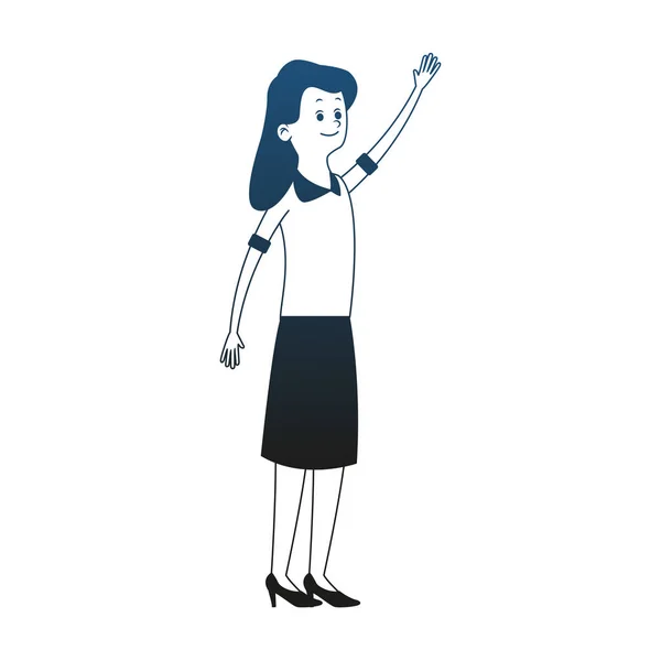 Ejecutivo mujer de negocios dibujos animados líneas azules — Vector de stock