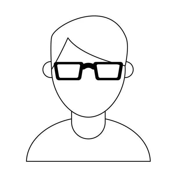 Hombre con gafas perfil avatar sin rostro blanco y negro — Archivo Imágenes Vectoriales