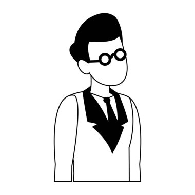 İşadamı avatar çizgi film siyah beyaz