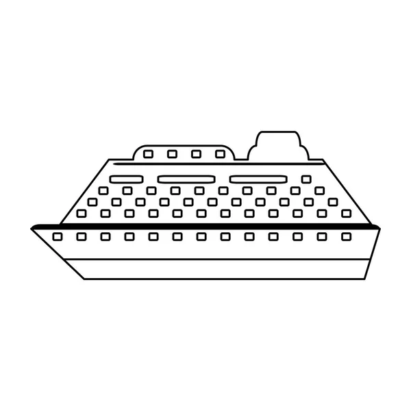 Cruise ship cartoon in black and white — Stock Vector