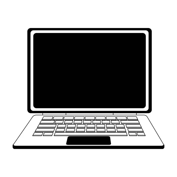 Laptop pc tecnologia em preto e branco — Vetor de Stock