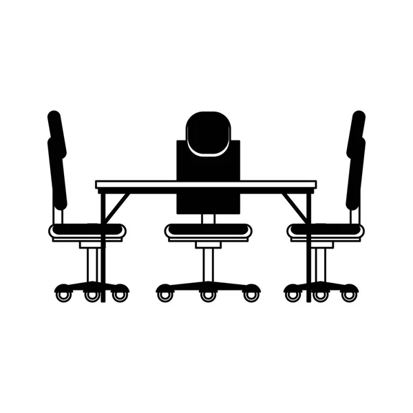 Οργάνωση γραφείου και καρέκλες σε άσπρο και μαύρο — Διανυσματικό Αρχείο