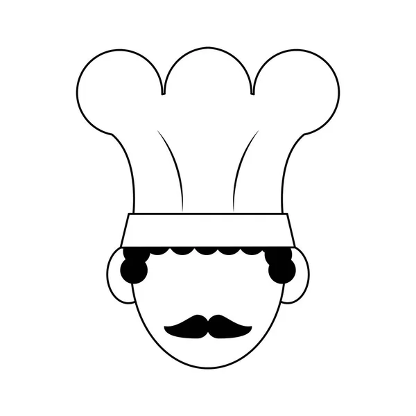 Chef-kok hoofd avatar in zwart-wit — Stockvector