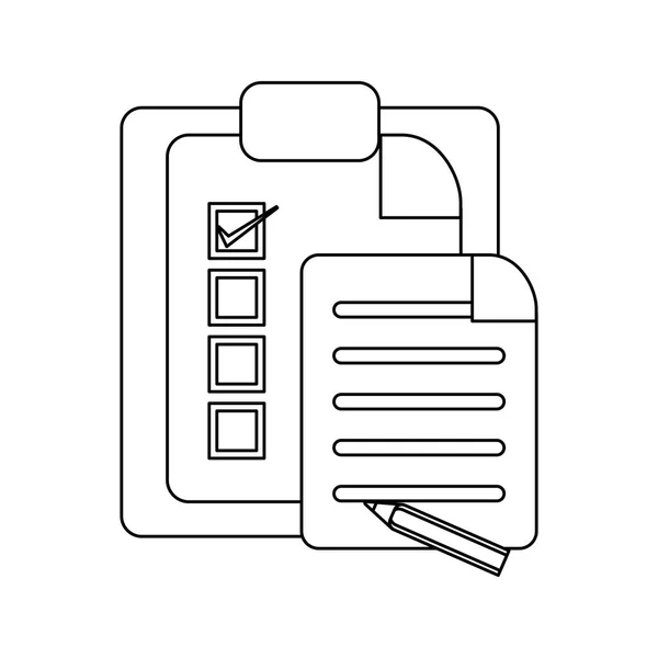 Tasks on clipboard in black and white — Stock Vector