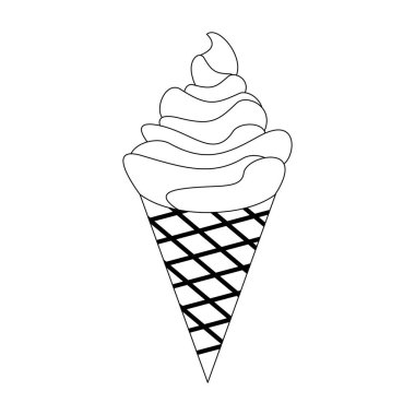 Lezzetli dondurma külahı siyah beyaz