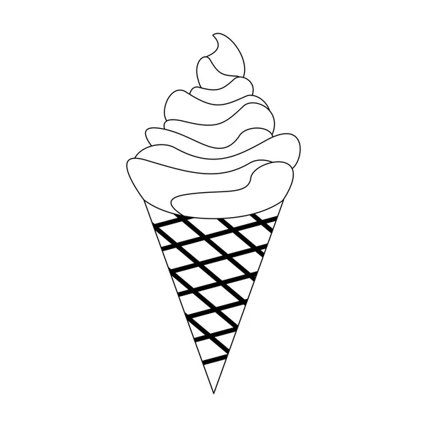 Delicioso cono de helado en blanco y negro — Archivo Imágenes Vectoriales