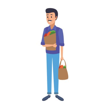 Alışveriş torbaları tutan adam.