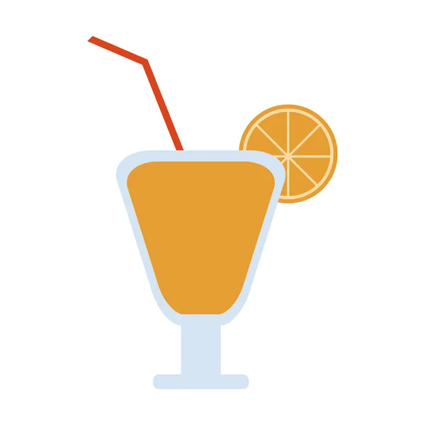 Taza de jugo de naranja con paja — Vector de stock