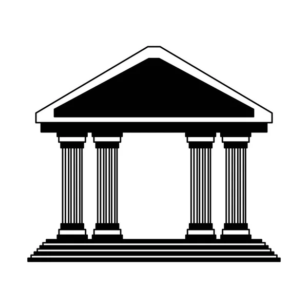 Symbole du bâtiment bancaire en noir et blanc — Image vectorielle