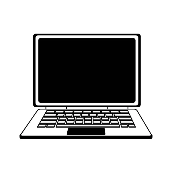Laptop pc bärbar i svart och vitt — Stock vektor