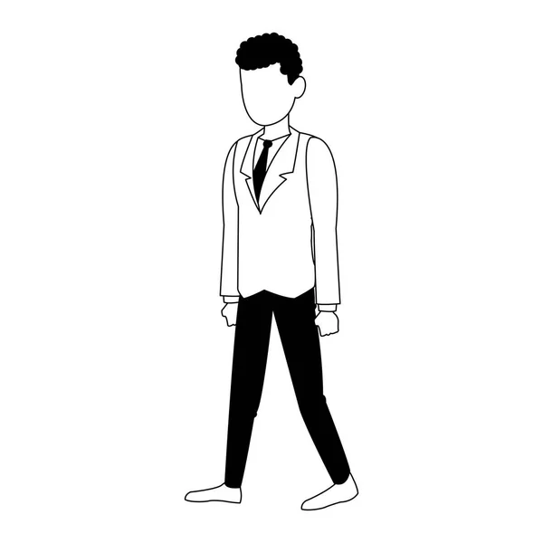 Businessman avatar cartoon in black and white — Stock Vector