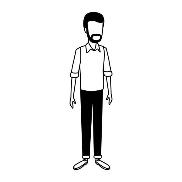 Hombre avatar sin rostro en blanco y negro — Vector de stock